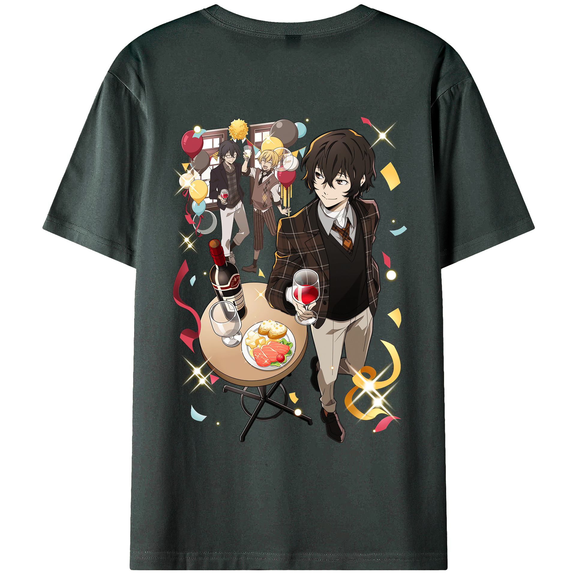 （画像用） 文豪ストレイドッグス Bungo Stray Dogs 綿100％ メンズ半袖Tシャツ（バックプリント） 通気性